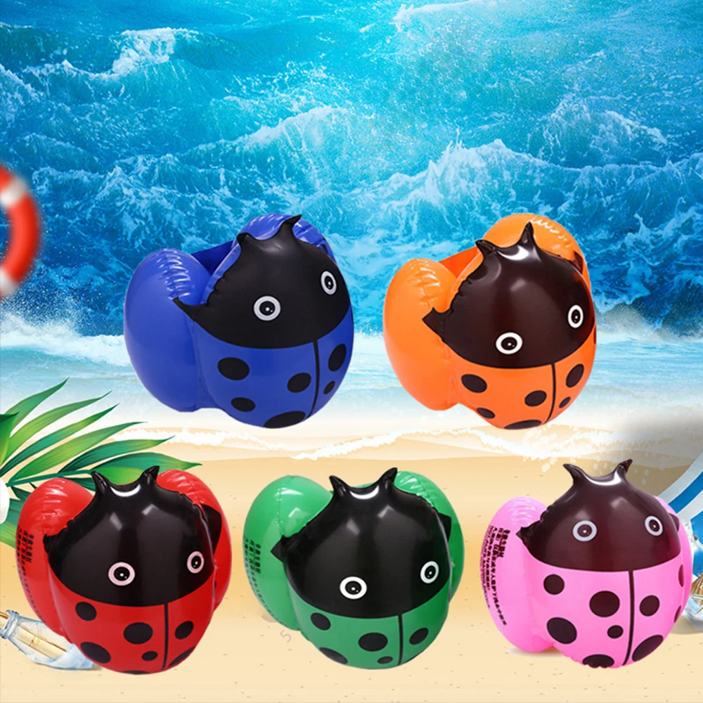 

1pair Summer Sports Arm Ring Children Inflatable Swim Arm Band Swimming Pool Toy Arm Rings Sports Aid Floating Ring Color Random