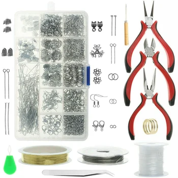 

15 Grids Jewelry Making Kit Jewelry Finding Starter Tools Kit with Pliers for Jewelry Making Repair DIY Craft Supplies