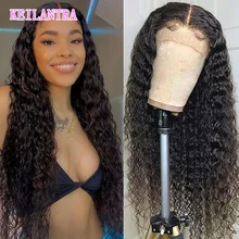 

Deep Wave 13X4 Frontal HD Transparent Lace Closure Wig With Baby Hair Curly Human Hair Wigs for Women 28 30 Inch 180 Pre-Plucked