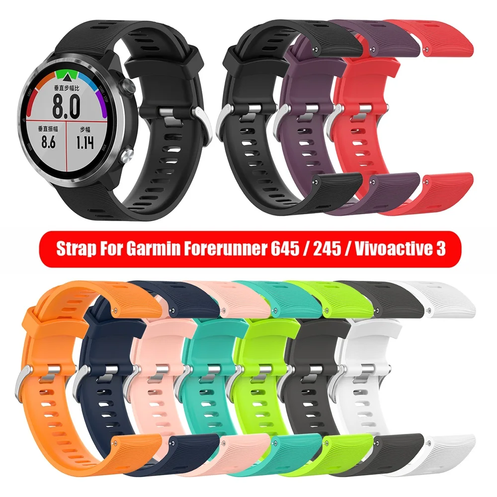 20 мм спортивный силиконовый ремешок для Garmin Forerunner 245 245 м 645 Vivoactive 3 Смарт-часы цветной браслет LEZ