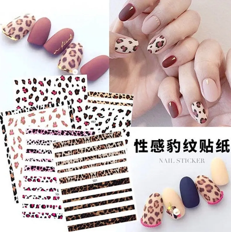 

3D DIY Leopard Women Nail Sticker Sexy Jewelry Sticker Geometry Designs Nail Wraps Slider Slider Tool Tips Manicure Decoration