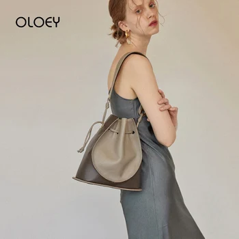 

Vintage Drawstring Women Bucket Bag High-quality Patchwork Women's Purses and Handbag Pu Leather Lady Shoulder Messenger Bag Sac