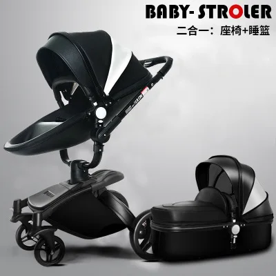 White B 2 in 1 Роскошная детская коляска 3 в 1 модная коляска из яичной скорлупы Европейская коляска для лежа и сидения - Цвет: White B 2 in 1