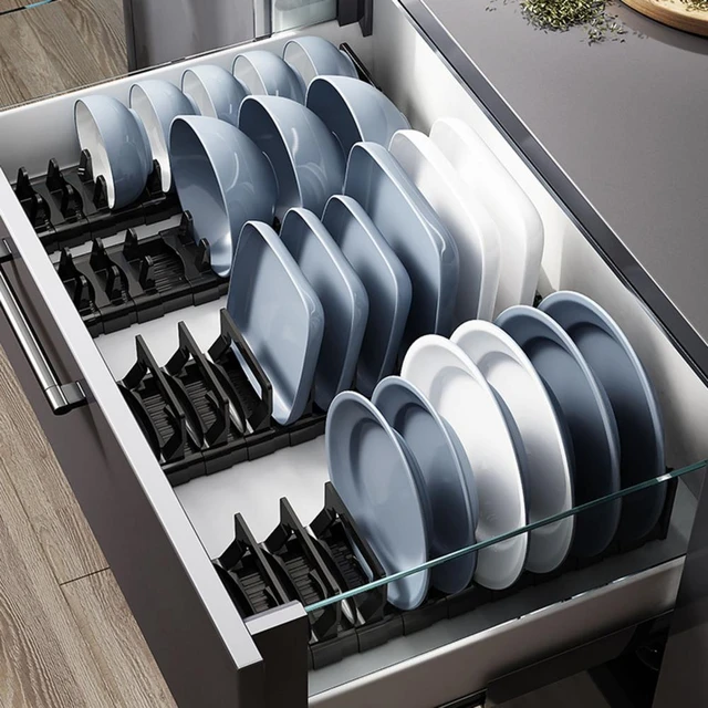 Organizador De Cajones Para Cocina, Estante Para Platos Montado En