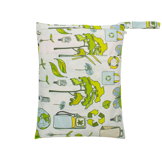 Baby Nappies Bag Printed Wet Dry Nappy Zipper Handbag Stroller Accessories For Baby Diapers Nappies Bag Reusable