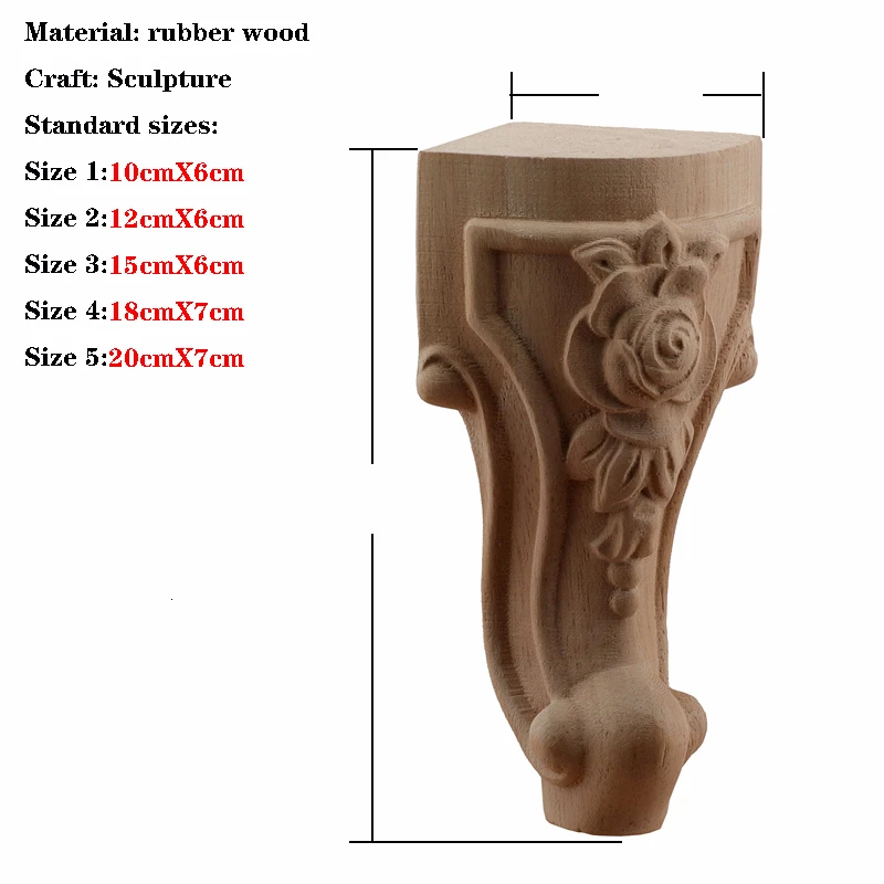 European Style Solid Wood Carved Furniture Foot Legs TV Cabinet Seat Feets Vintage Home Decor Decoration Accessories wooden furniture legs
