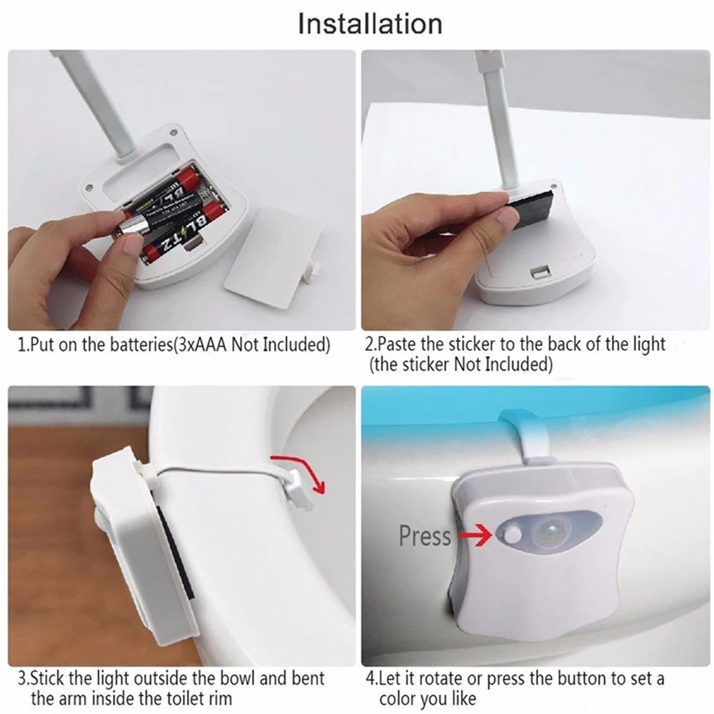 LED Toilet Seat Night Light Motion Sensor WC Light 8 Colors Waterproof Backlight for Toilet Bowl Luminaria Lamp Bath Toilet Lamp 5