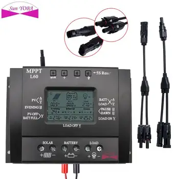 

12 / 24V 60 / 80A LCD MPPT Solar Panel Charge Controller Black USB Port Connector