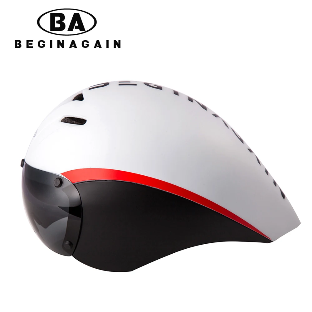 

2019 New Goggles Bicycle Helmet Aero TT Triathlon Ultralight Cycling Helmets for Road Bike Racing Riding Lens Sun Glasses Helmet