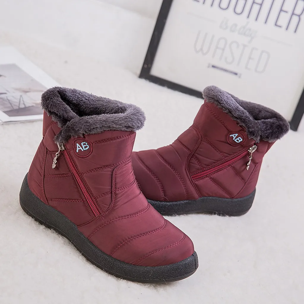 Waterproof Short Booties Women's Winter Warm Snow Boots With Plush Non-Slip Footwear Plus size 35-43 autumn and Winter Shoes