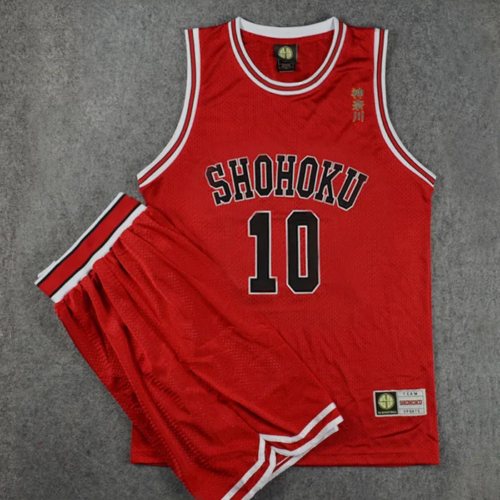 Slam Dunk Kanagawa Shohoku High School No.10 Hanamichi Sakuragi Cosplay Vest &amp Shorts Embroidery Basketball Jersey Sets | Тематическая