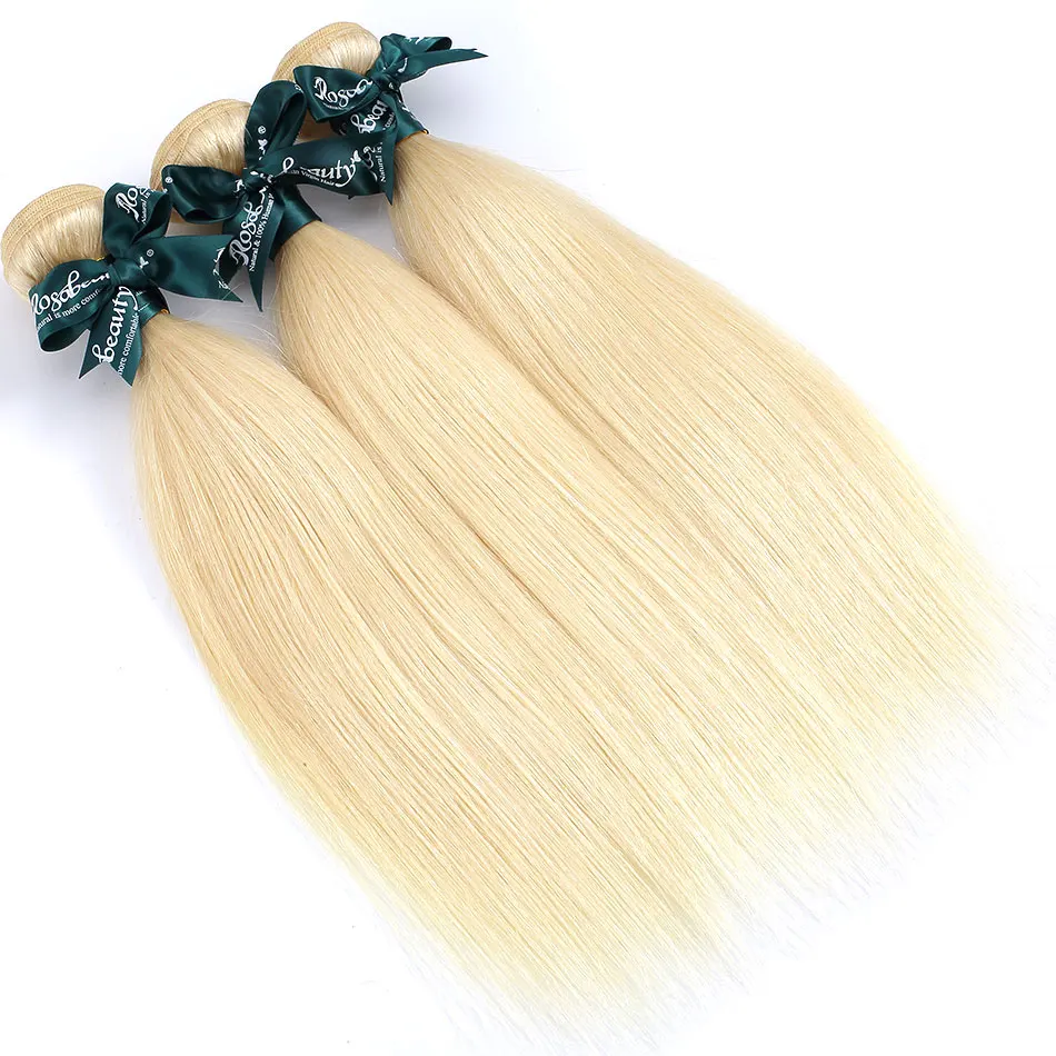 Rosabeauty, блонд, прямые человеческие волосы, 613 цветов, вплетаемые пряди, 1, 3 шт., Remy, бразильские волосы, 613 блонд, 10-30 дюймов, пряди