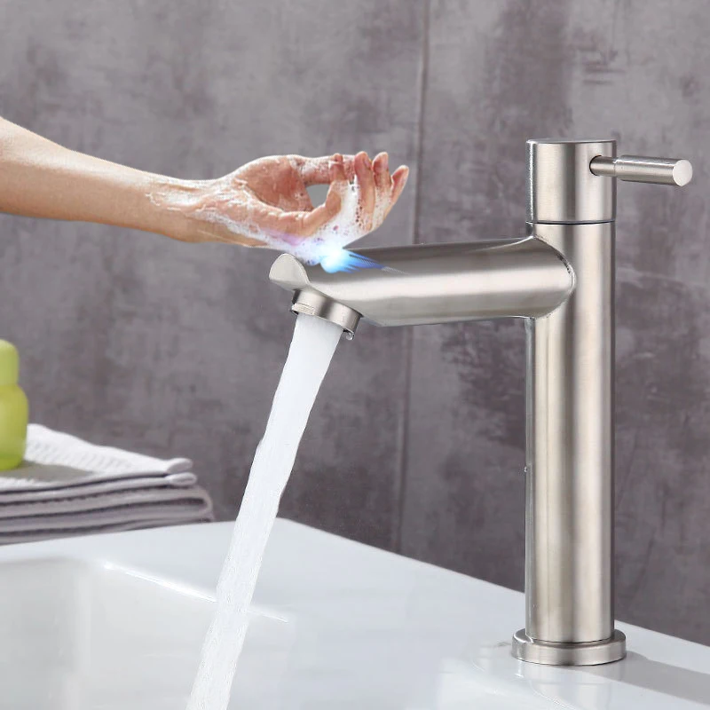 Touch Basin Faucet Senducs SUS304 Stainless Steel Bathroom Basin Mixer Tap Single Cold Basin Sink Faucet Touch Bathroom Faucets