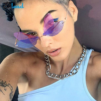 

Zilead Dragonfly Wing Shape Sun Glasses Innovative Funny Rimless Glasses Fahsion Metal Frame Lightweight Material For Unisex