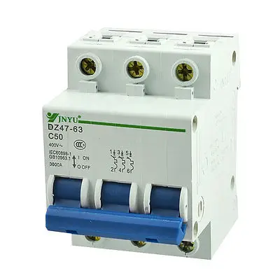 

AC 400V 50A 3 Pole DZ47-63 C Type On/off Switch MCB Mini Circuit Breaker