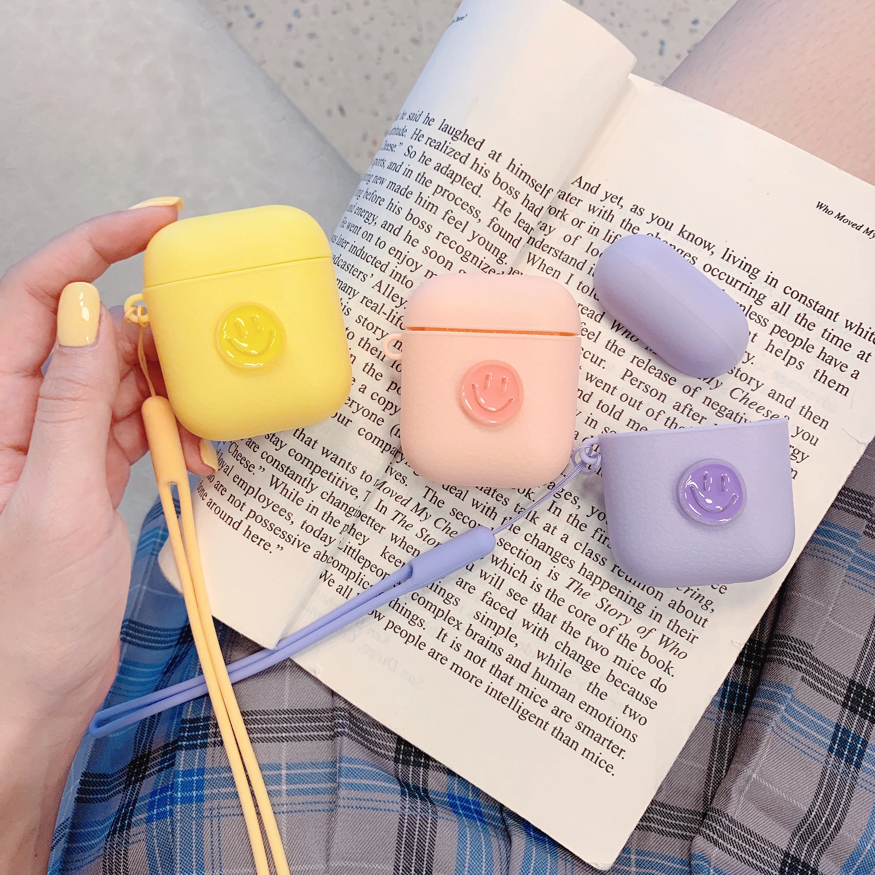 Чехлы с мультяшной улыбкой для AirPods12 Bluetooth беспроводные наушники корейский
