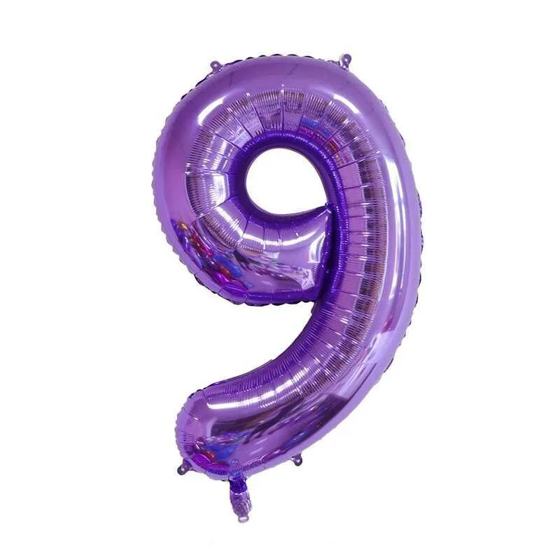 Лаванда 40 дюймов фиолетовый большой цифровой алюминиевый шар для детского праздника в честь Дня Рождения празднование юбилея украшения - Цвет: 9