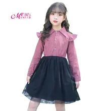 Платье для девочек коллекция года, осенняя одежда для девочек, клетчатые Детские платья для девочек, детское платье принцессы с длинными рукавами для детей 4, 6, 8, 10, 11 лет