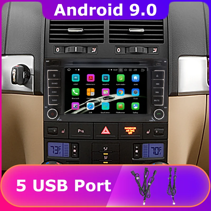 Автомобильный DVD плеер с 5 USB портами Android 9 0 Восьмиядерный для Volkswagen VW Touareg 2004 2011 T5