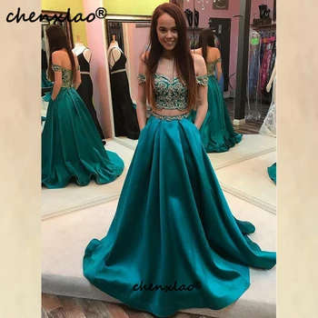 

Sweetheart Two Pieces A Line Evening Dresses Stain Off The Shoulder Dubai Saudi Arabic Appliques Long Prom Gowns Formal Occasion