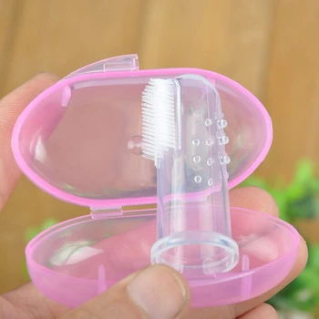 

Baby Finger Toothbrush With Box Children Teeth Clear Massage Soft Silicone Infant Rubber Cleaning Brush Massager Set