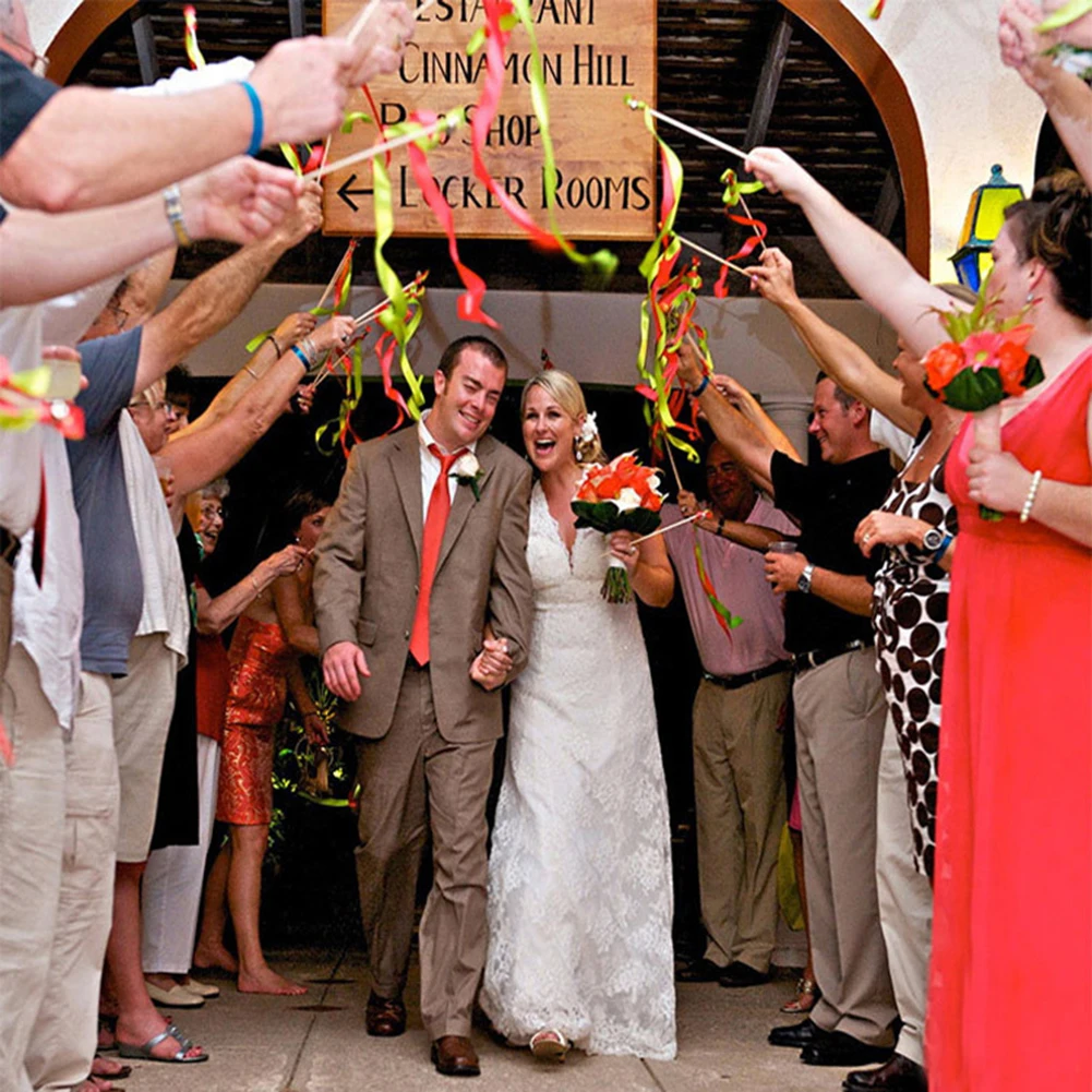 20 шт. цветная лента для свадебного торжества, свадебные палочки с золотыми колокольчиками для улицы, Свадебные вечерние украшения, подарки