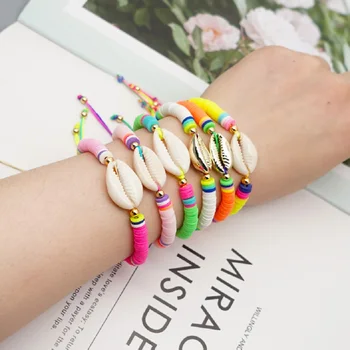 

GO2BOHO Boho Bracelet Seashell Bracelets Women 2020 New HeiShi Disc Beads Rainbow Pulseras Colorful shell Adjustable Jewelry
