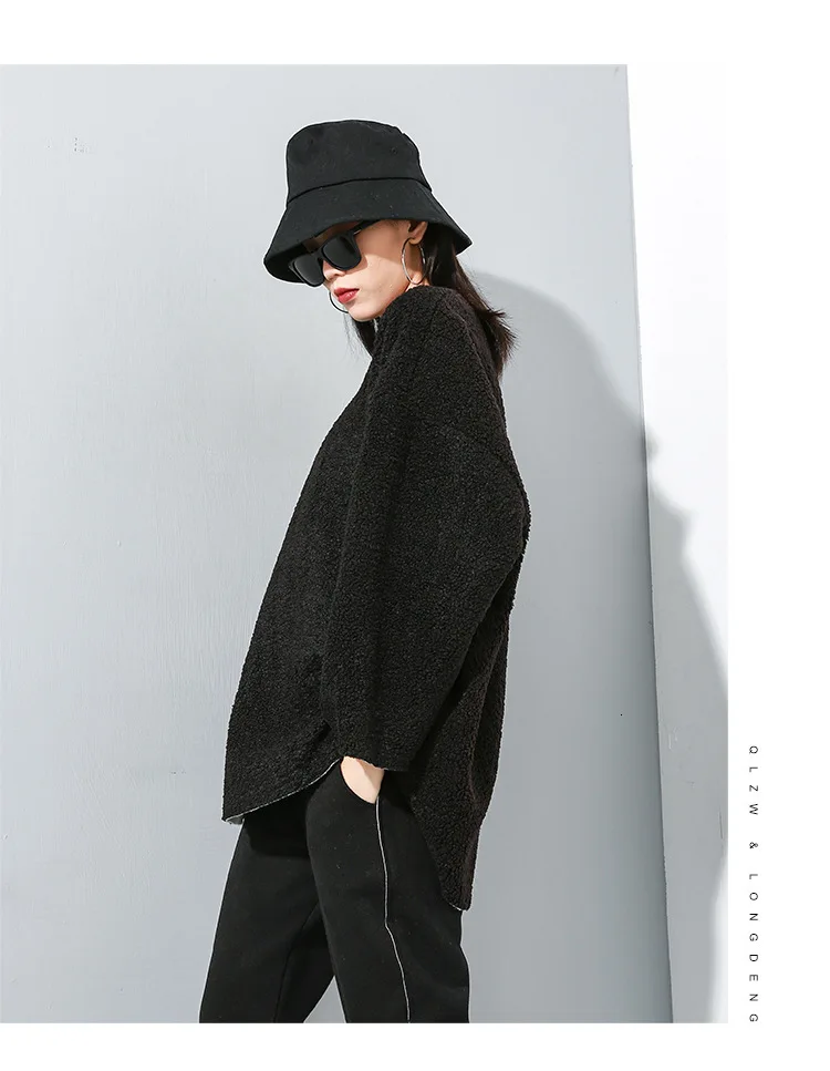SuperAen Winter New Round Neck Hoody Wild Sweatshirts Women Pluz Size Casual Ladies Sweatshirts Solid Color Cotton Tops