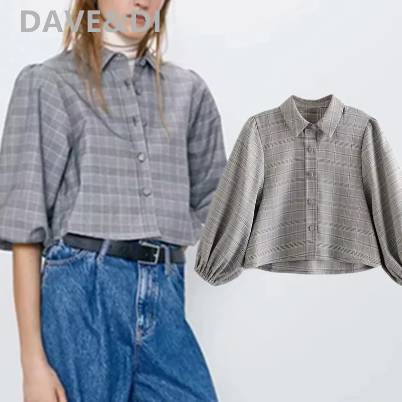 

Dave&Di BTS engand vintage pleated sexy spring short blouse women blusas mujer de moda 2020 kimono shirt womens tops and blouse