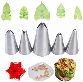 

5Pcs/set Leaves Nozzles Stainless Steel Icing Piping Nozzles Tips Pastry Tips For Cake Decorating Pastry Fondant Tools Party Acc