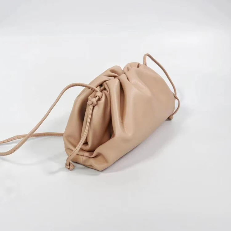 Khaki Роскошная натуральная мягкая кожаная плиссированная женская сумка-хобо, сумка-тоут, сумки коричневого цвета, женские сумки через плечо, женские кожаные сумки - Цвет: Khaki