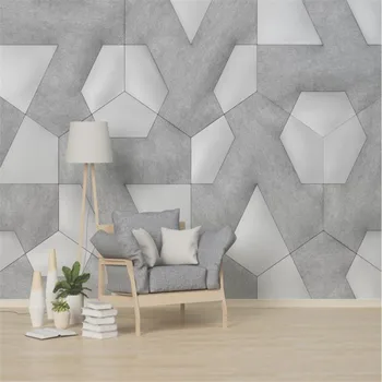 

Custom 3D wallpaper mural three-dimensional European fresh geometric figure background wallpaper mural