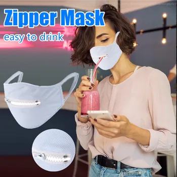 

Washable Protective Mask Men & Women Reusable Zipper Mask Easy to Drink Mask Respirator Breathable mascarillas masque