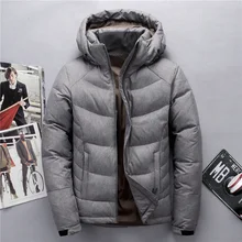 Мужская Зимняя Толстая холодная простая Свободная куртка с капюшоном на белом утином пуху, Мужская Повседневная ветровка, толстая теплая парка, верхняя одежда, пальто