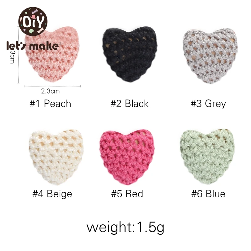 Crochet Heart Bead Pacifier Chain Accessories Beech Beads BPA Free Baby Care Teether Can DIY Pacifier Chain 10Pcs