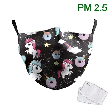 

Cute Rainbow Unicorn Face Masks Washable Fabric Mask Reusable Adult PM2.5 Protective Dust Print Masks Outdoor Mouth-Muffle