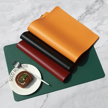 

PVC Leather Coaster Placemat Dining Table Mat Heat Lnsulation Waterproof Rectangle Tableware Mat Bowl Kitchen Accessorie