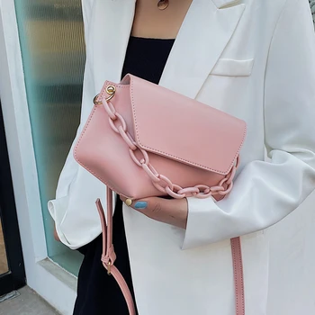 

Solid color Chain Tote bag 2020 Summer New Quality PU Leather Women's Designer Handbag Casual Shoulder Messenger Bag Chest bag