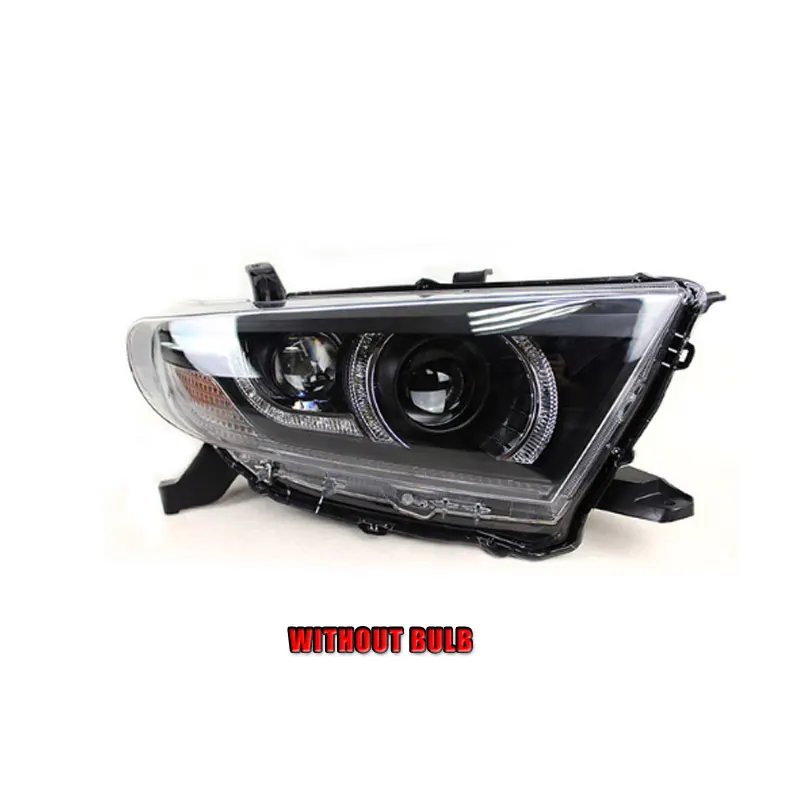 without bulb version 2 шт. автомобильный стиль светодиодный фары для Toyota Highlander 2013 для головного фонаря светодиодный DRL Объектив двойной луч H7 HID Xenon bi xenon объектив - Цвет: without bulb version