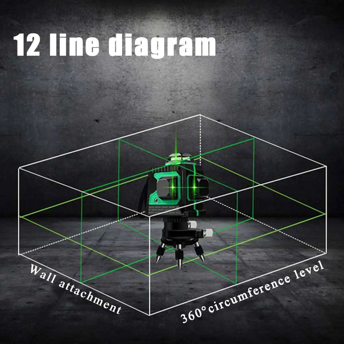 Лазерный нивелир, 12 линий, 3D зеленый светильник, измерение, самонивелирующийся 360, горизонтальный вертикальный крест, супер мощный лазерный луч w/штатив RU