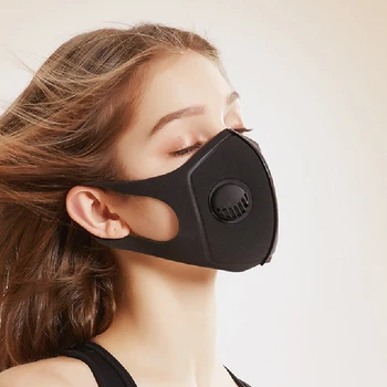 

2pcs Men Women Anti Dust Mask Anti PM2.5 Pollution Face Mouth Respirator Black Breathable Valve Mask Filter 3D Mouth Cover