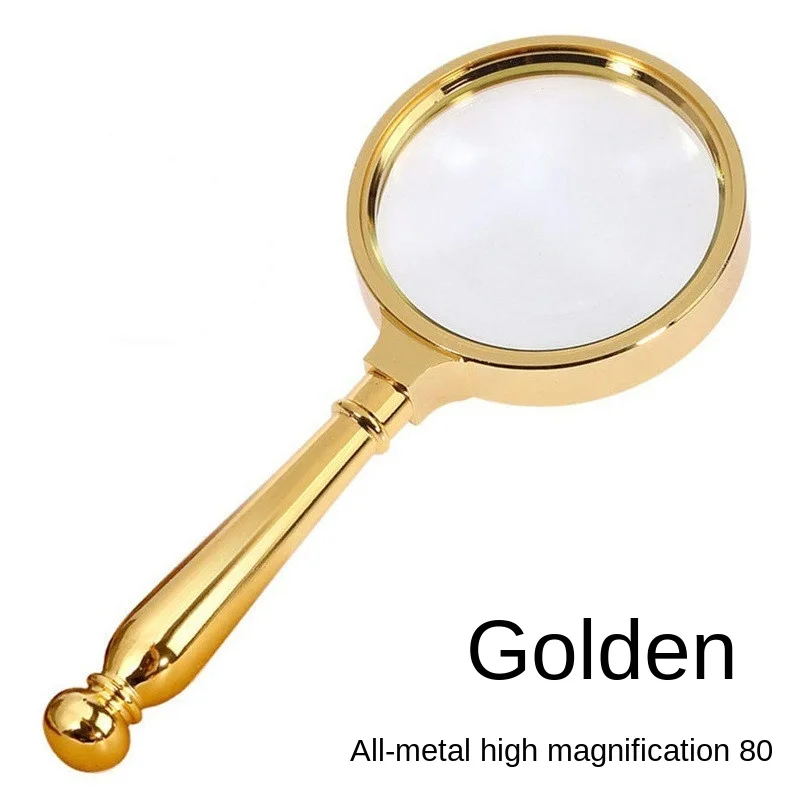 

8cm zinc alloy frame high magnification optical glass lens handheld 5 times high definition magnifying glass