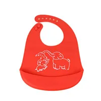 red elephant Детский нагрудник, детский регулируемый водонепроницаемый нагрудник, нагрудники для девочек и мальчиков, фартук с мультяшными принтами, детский силиконовый нагрудник, бандана, инструменты для кормления - Цвет: red elephant