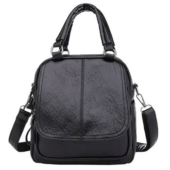 

Vintage Girl Leather School Bag Backpack Satchel Student Travel Shoulder Bag Multi-Function Small Ladies School Backpack