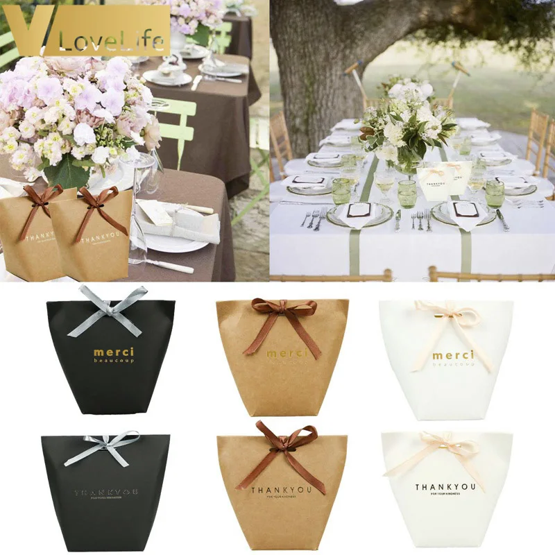 5 шт. конфетная сумка упаковочная черно белая крафт бумага упаковка мешок