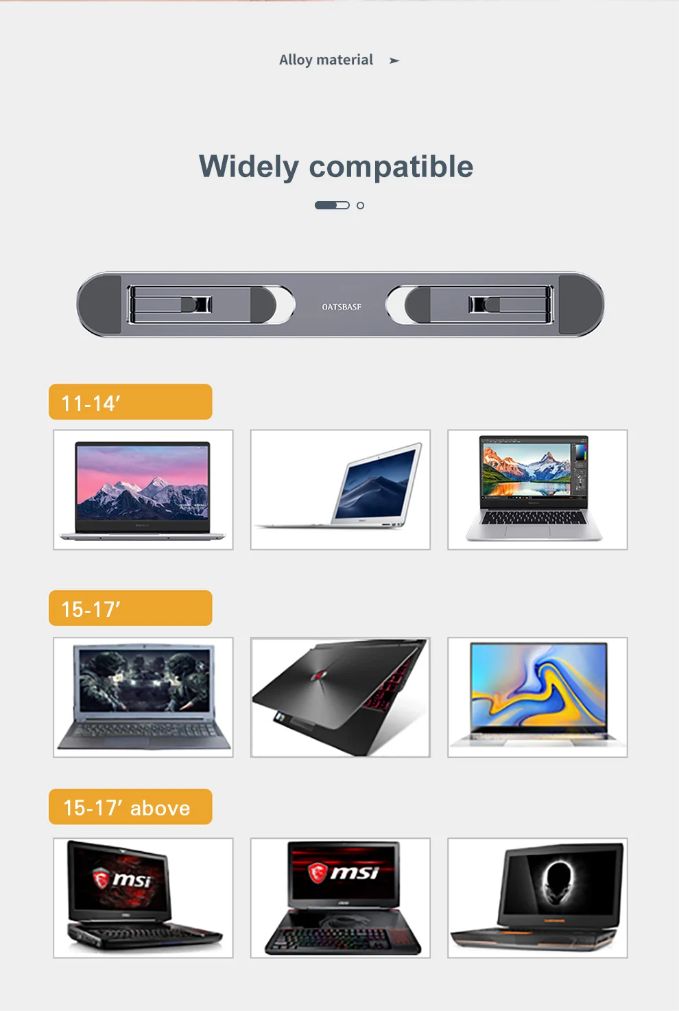 Oatsbasf tragbarer Laptopst änder für MacBook Pro Air Mini Halterung faltbarer Halter verstellbares Kühl kissen Notebook-Zubehör – Detail 16