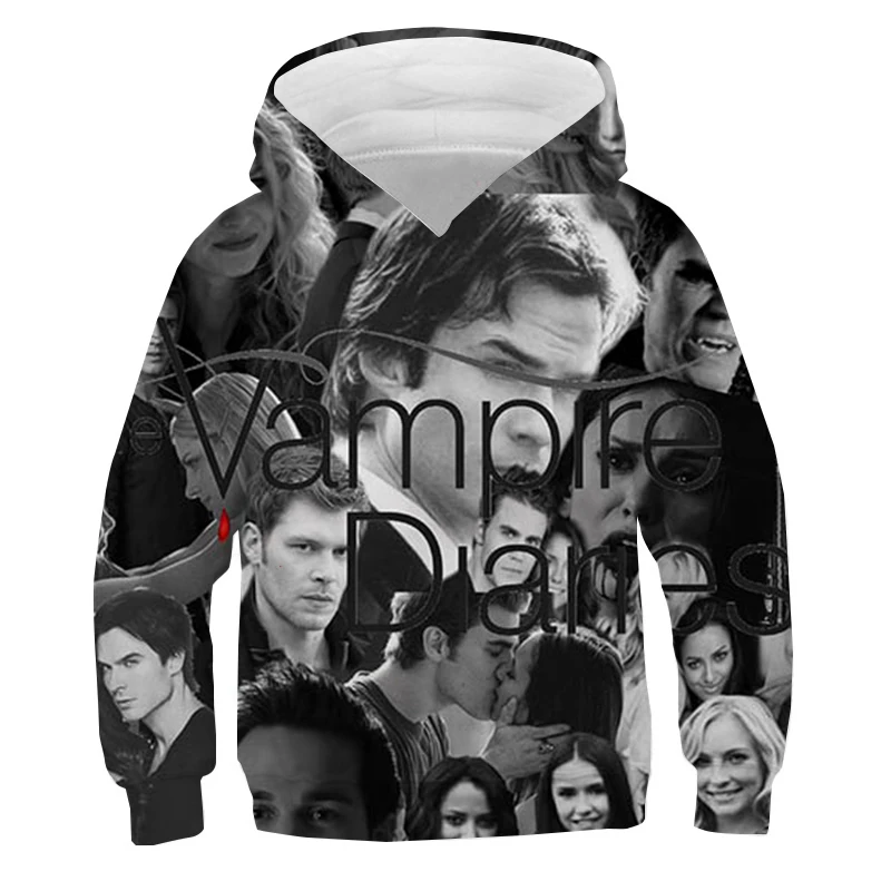 

3D Printed The Vampire Diaries Hoodie for Teenagers Cool Kids Pullover Hoodies for Girls Baby Boy Clothes Long Sleeve Hooded