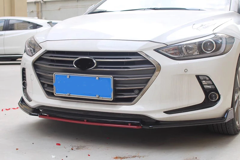 Black and red Для hyundai Elantra, новинка, 3 предмета, автомобильный передний бампер, для губ, сплиттер, обвес, спойлер, диффузор, 3 шт., передний бампер, глянцевый, черный - Цвет: Black and red