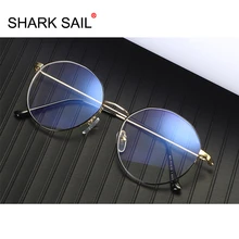 Акула парус очки против голубого излучения женские анти синий светильник компьютерные очки крутые Модные металлические прозрачные линзы очки черные Feamale