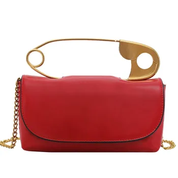 

New Korean Version of Small Square Shoulder Messenger Bag Ladies Personality Fashion Pin Wallet Fashion Red